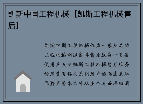 凯斯中国工程机械【凯斯工程机械售后】